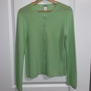 J Crew neon green cashmere cardigan (size L)